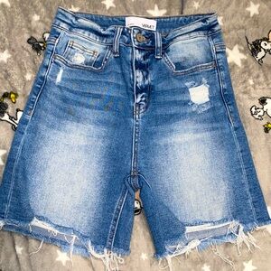 VERVET by Flying Monkey Blue Denim Shorts Super High-Waist Distressed XS